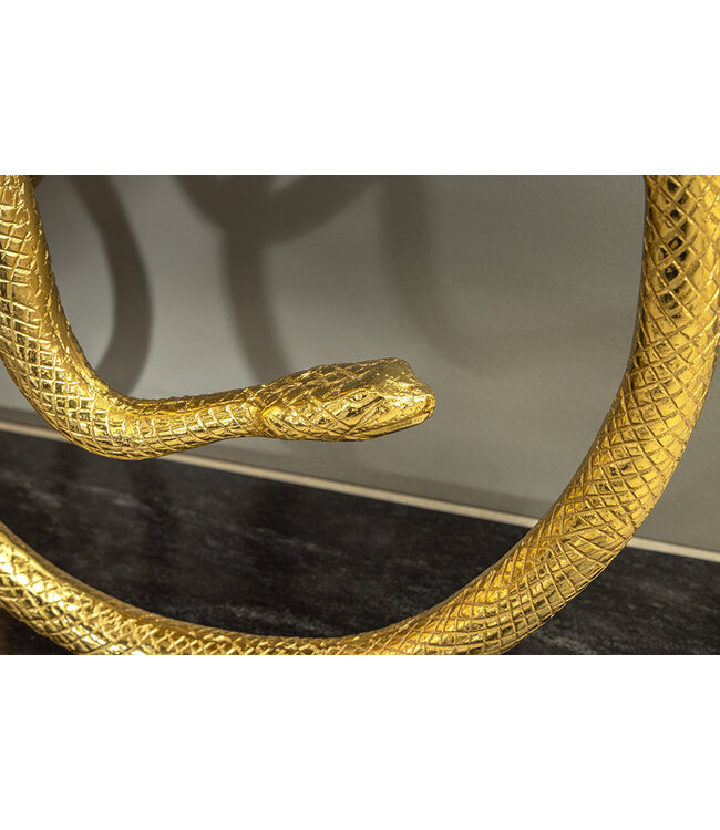 Invicta Interior Extravagante consoletafel WILDLIFE SNAKE 115 cm zwart goud marmeren slangensculptuur - 45030