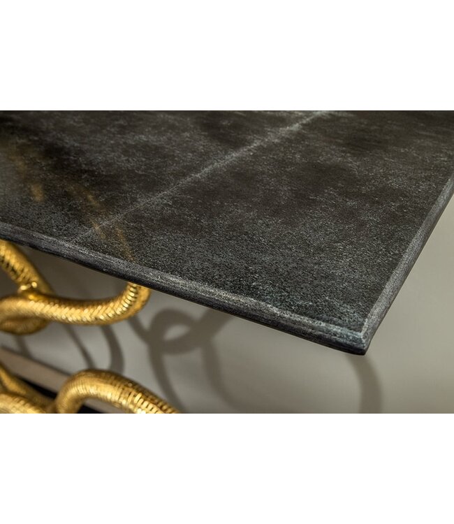 Invicta Interior Extravagante consoletafel WILDLIFE SNAKE 115 cm zwart goud marmeren slangensculptuur - 45030