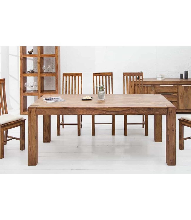 Invicta Interior Massief houten eettafel MAKASSAR 200cm bruin sheesham, houten poten met houten poten rechthoekig - 15516