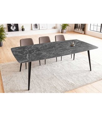Invicta Interior Moderne eettafel MILANO 180cm antraciet keramiek zwarte metalen poten - 46993