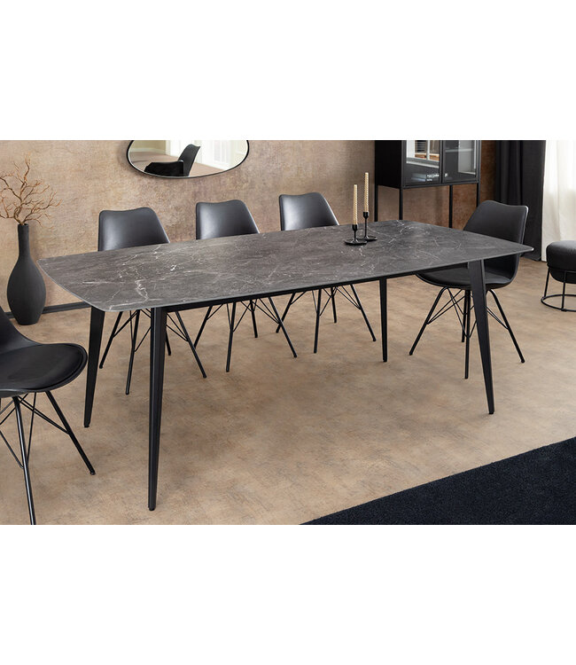 Invicta Interior Moderne eettafel MILANO 180cm antraciet keramiek zwarte metalen poten - 46993
