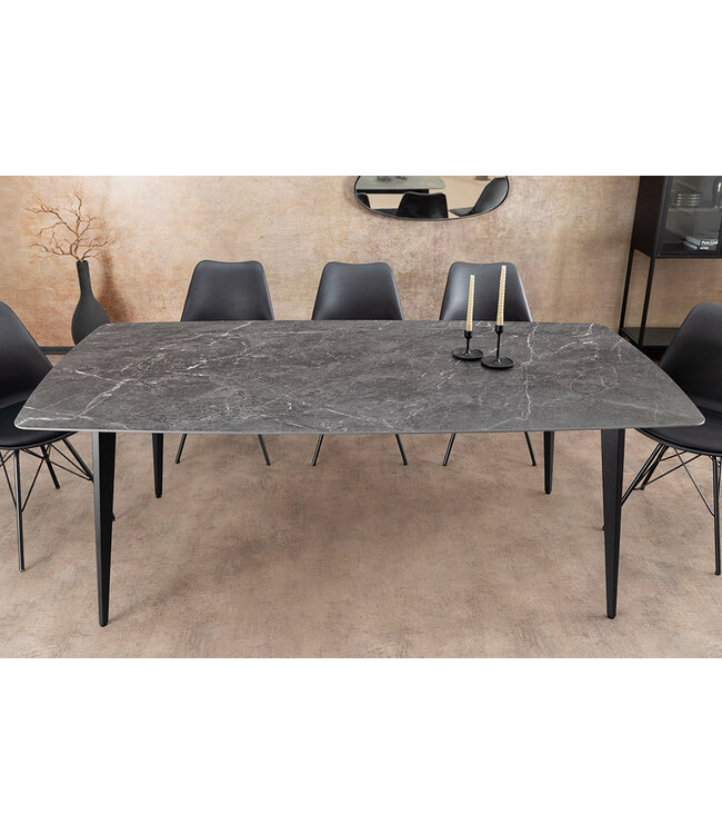 Invicta Interior Moderne eettafel MILANO 180cm antraciet keramiek zwarte metalen poten - 46993