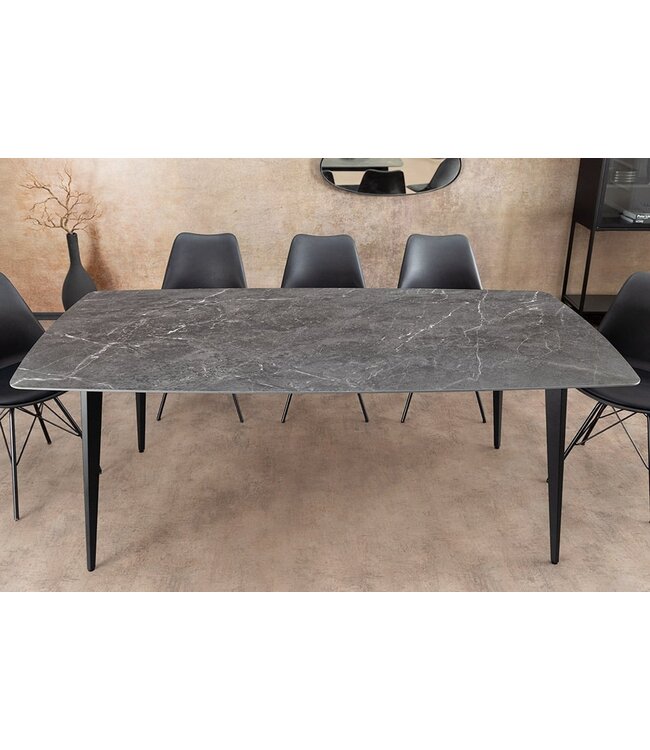 Invicta Interior Moderne eettafel MILANO 180cm antraciet keramiek zwarte metalen poten - 46993