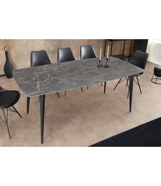 Invicta Interior Moderne eettafel MILANO 160 cm antraciet keramiek zwarte metalen poten - 46992