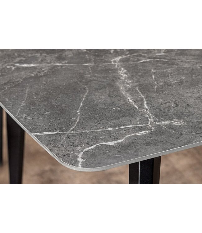Invicta Interior Moderne eettafel MILANO 160 cm antraciet keramiek zwarte metalen poten - 46992