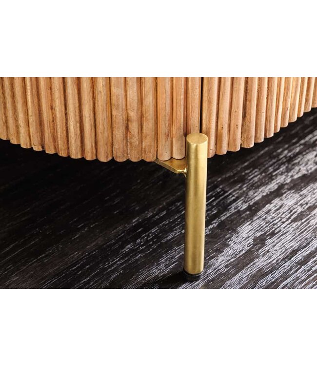 Invicta Interior Dressoir TRES CHIC 70cm mangohout naturel met wit marmeren blad en gouden handgrepen - 45754