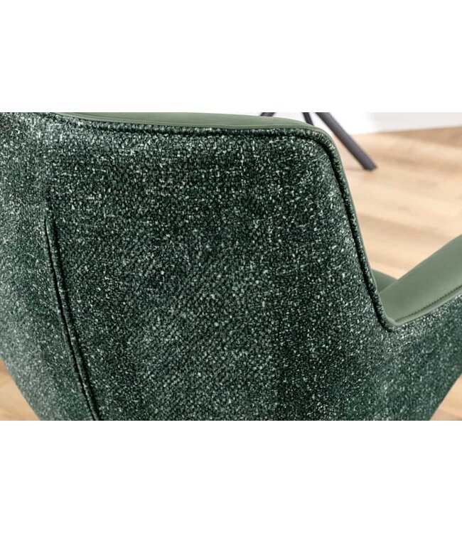 Invicta Interior Draaistoel LE GRAND Groen Echt Leer Getextureerde Stof Zwart Metalen Frame - 46991