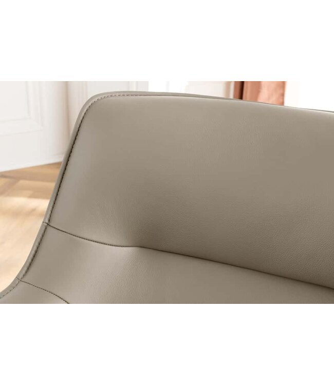 Invicta Interior Draaistoel LE GRAND taupe echt leer getextureerde stof zwart metalen frame - 46990