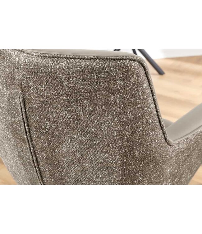 Invicta Interior Draaistoel LE GRAND taupe echt leer getextureerde stof zwart metalen frame - 46990