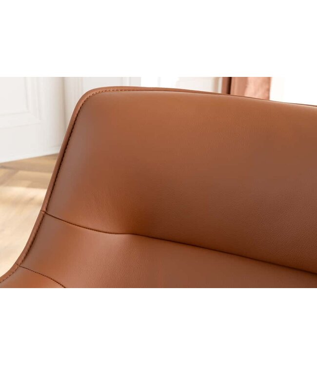 Invicta Interior Bureaustoel LE GRAND cognac echt leer structuurstof zwart metalen frame - 46989