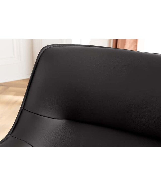 Invicta Interior Bureaustoel LE GRAND zwart echt leer, getextureerde stof, metalen frame met armleuning - 46988