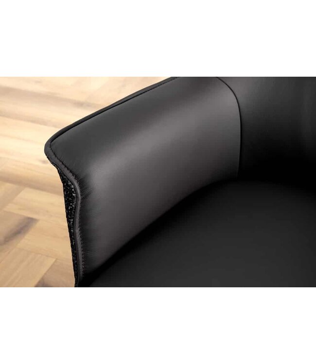 Invicta Interior Bureaustoel LE GRAND zwart echt leer, getextureerde stof, metalen frame met armleuning - 46988