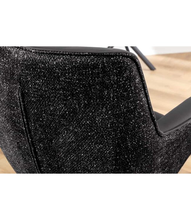 Invicta Interior Bureaustoel LE GRAND zwart echt leer, getextureerde stof, metalen frame met armleuning - 46988