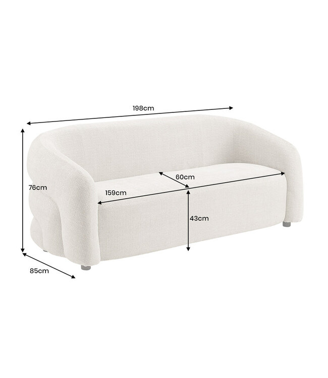 Invicta Interior Bank VOQUE 200cm 3-zits chenille grijs - 47466