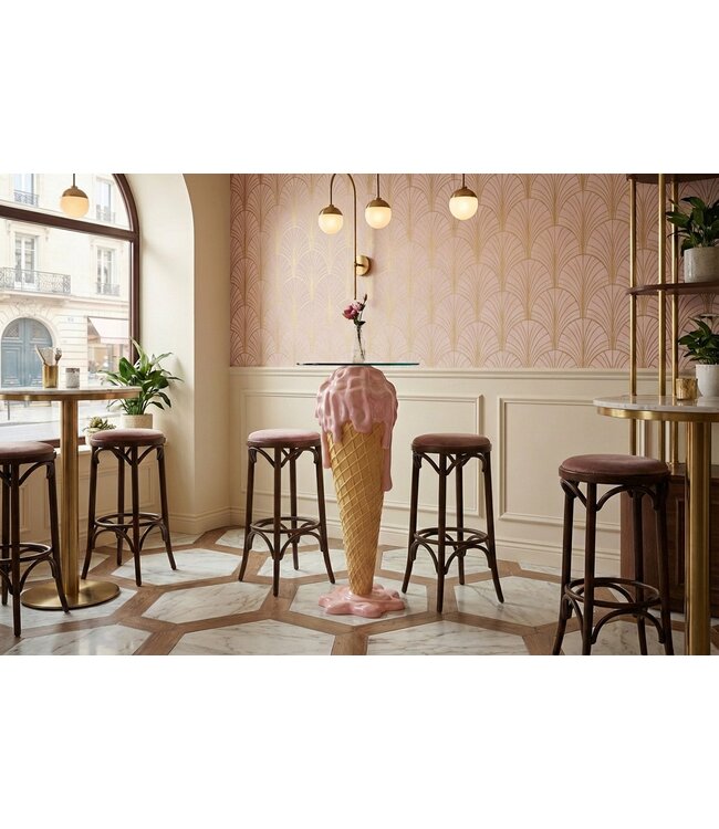 Invicta Interior Bartafel ICE CREAM 105 cm met gehard vezelglas, roze beige - 48039