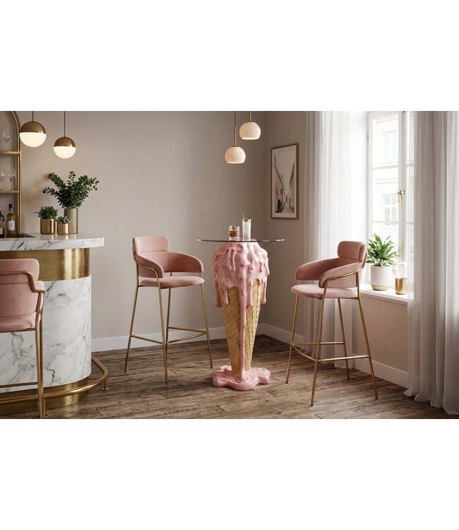 Invicta Interior Bartafel ICE CREAM 105 cm met gehard vezelglas, roze beige - 48039