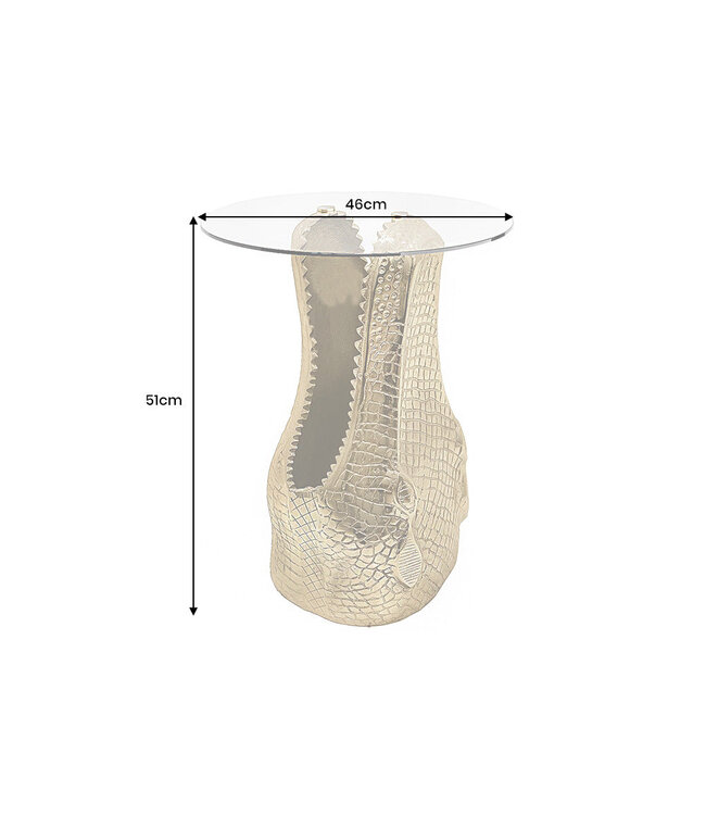 Invicta Interior Bijzettafel WILDLIFE CROCODILE 50 cm rond, salontafel van gehard glas, goudkleurig - 46986