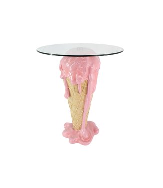 Invicta Interior Bistrobartafel ICE CREAM 75cm met gehard glas, roze beige - 48038
