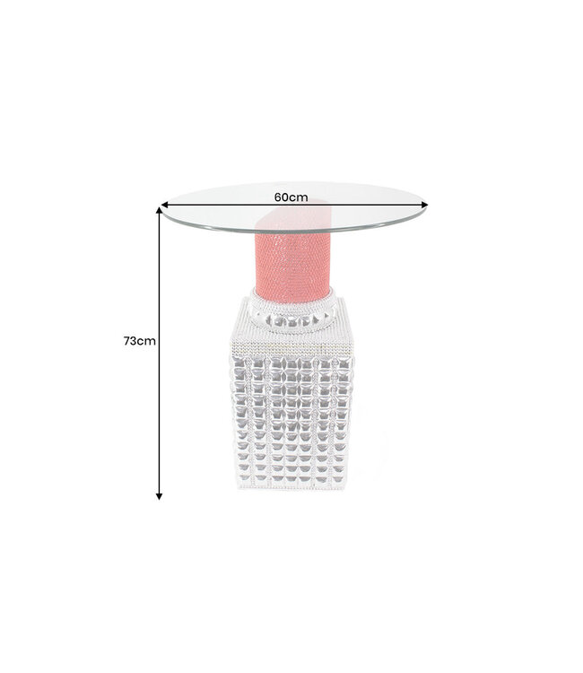 Invicta Interior Bistrotafel LIPSTICK 75 cm rond met gehard glas rood zilver - 48040