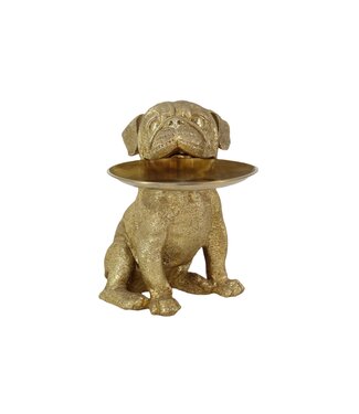 Invicta Interior Decoratief beeldje van een bulldog, 32 cm, spaarpot met opbergvak, goudkleurig. - 48043