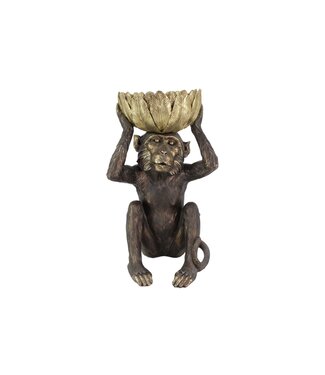 Invicta Interior Decoratiefiguur AAP 50 cm handgemaakt met schelp zwart goud - 48051