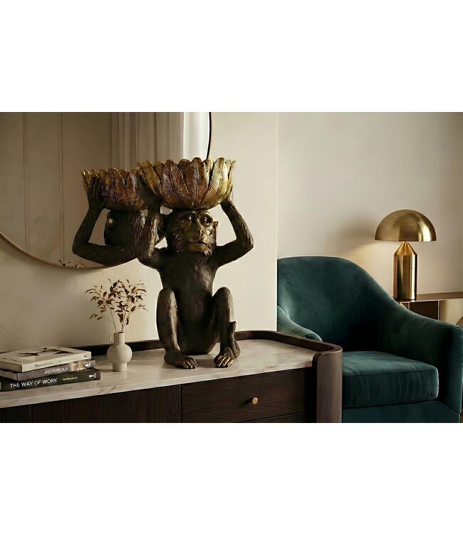 Invicta Interior Decoratiefiguur AAP 50 cm handgemaakt met schelp zwart goud - 48051
