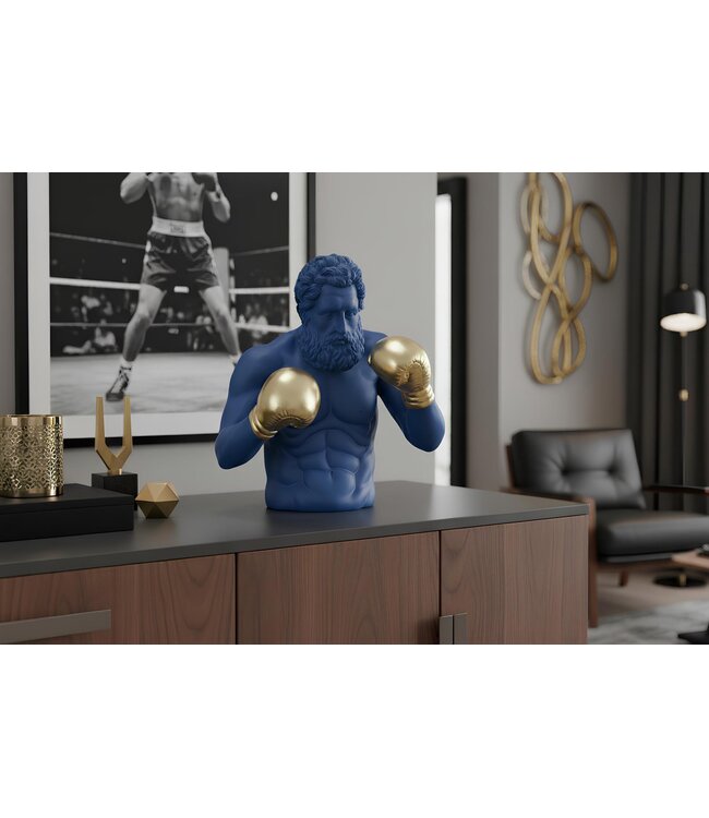 Invicta Interior Decoratiefiguur BOXER 50cm blauw goud - 48033
