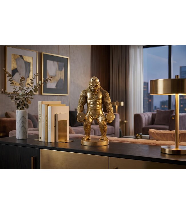 Invicta Interior Decoratiefiguur KING APE 35cm handgemaakte gorilla goud - 48050