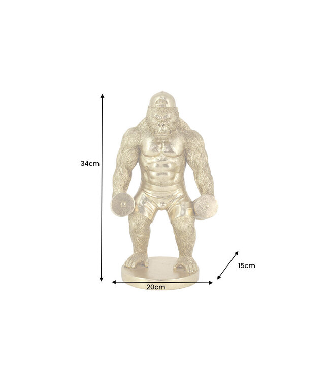 Invicta Interior Decoratiefiguur KING APE 35cm handgemaakte gorilla goud - 48050