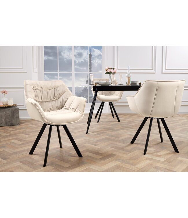 Invicta Interior Draaistoel THE DUTCH COMFORT, 180° draaibaar, champagnebeige, zwarte poten - 48434