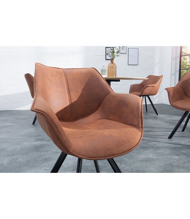 Invicta Interior Draaistoel THE DUTCH RETRO, 180° draaibaar, antiekbruin, zwarte poten - 48435