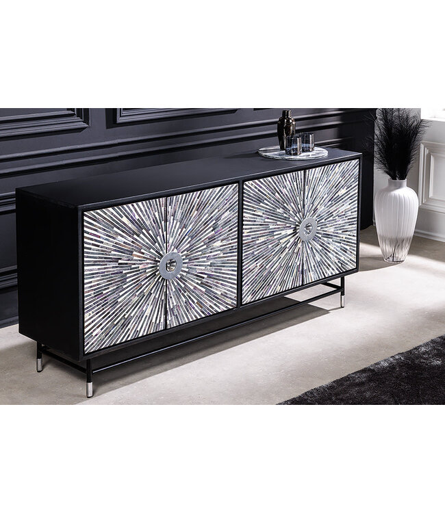 Invicta Interior Dressoir HERITAGE 160cm mozaïek botten zwart wit - 48633