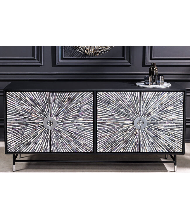 Invicta Interior Dressoir HERITAGE 160cm mozaïek botten zwart wit - 48633