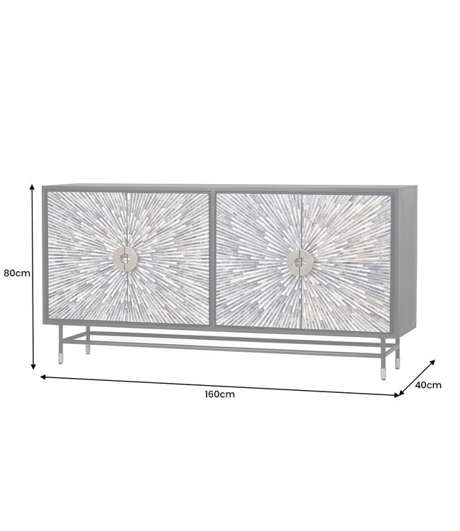 Invicta Interior Dressoir HERITAGE 160cm mozaïek botten zwart wit - 48633