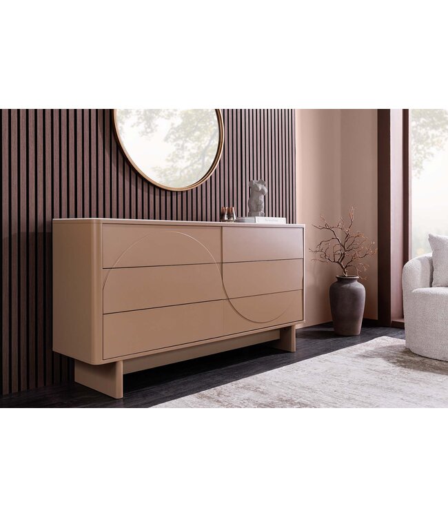 Invicta Interior Dressoir SAVOY 150 cm 3D naturel met travertijnmarmeren keramisch blad - 47806