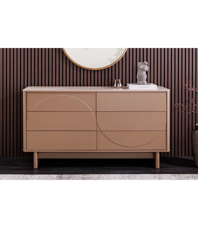 Invicta Interior Dressoir SAVOY 150 cm 3D naturel met travertijnmarmeren keramisch blad - 47806