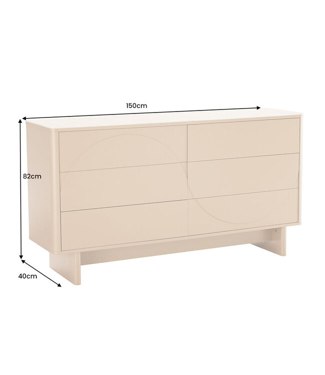 Invicta Interior Dressoir SAVOY 150 cm 3D naturel met travertijnmarmeren keramisch blad - 47806
