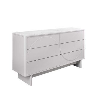 Invicta Interior Dressoir SAVOY 150 cm 3D wit met wit marmeren keramisch blad - 47805