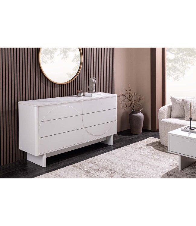 Invicta Interior Dressoir SAVOY 150 cm 3D wit met wit marmeren keramisch blad - 47805