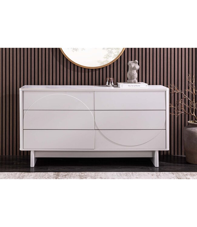 Invicta Interior Dressoir SAVOY 150 cm 3D wit met wit marmeren keramisch blad - 47805