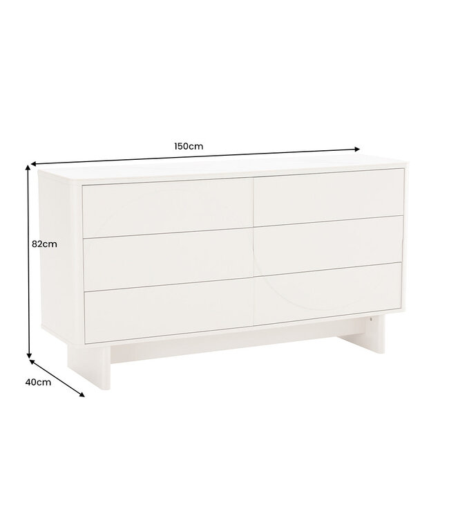 Invicta Interior Dressoir SAVOY 150 cm 3D wit met wit marmeren keramisch blad - 47805