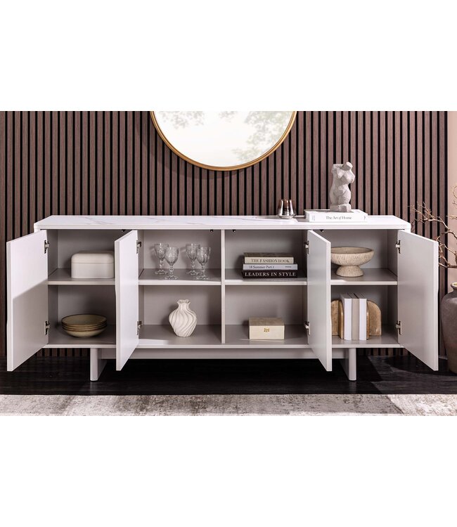 Invicta Interior Dressoir SAVOY 180 cm 3D met wit marmeren keramisch blad - 47795