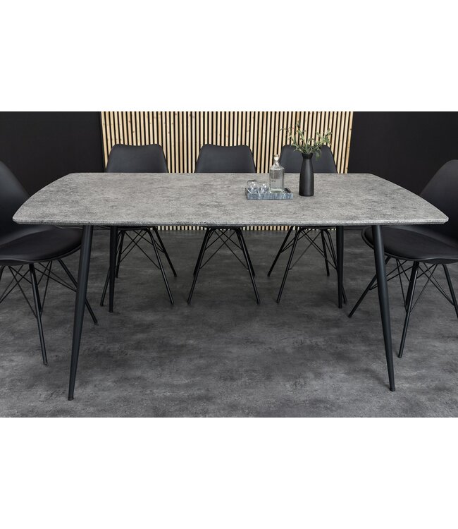 Invicta Interior Eettafel APARTMENT 120 cm, grijze steenlook met zwart metalen frame - 47064