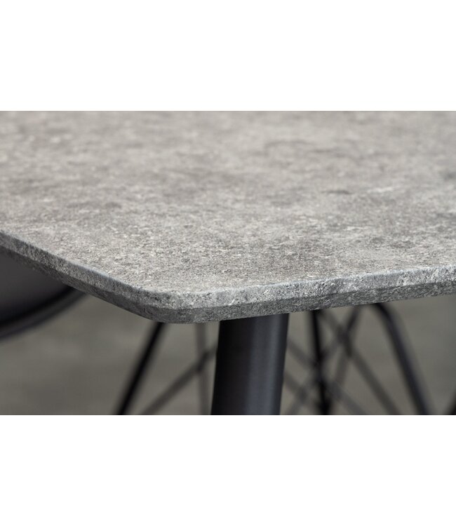 Invicta Interior Eettafel APARTMENT 120 cm, grijze steenlook met zwart metalen frame - 47064