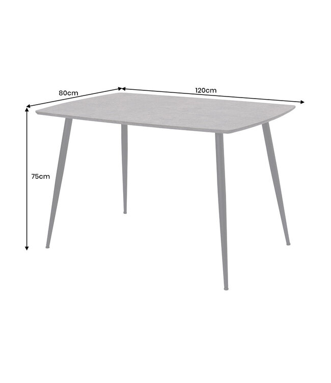 Invicta Interior Eettafel APARTMENT 120 cm, grijze steenlook met zwart metalen frame - 47064