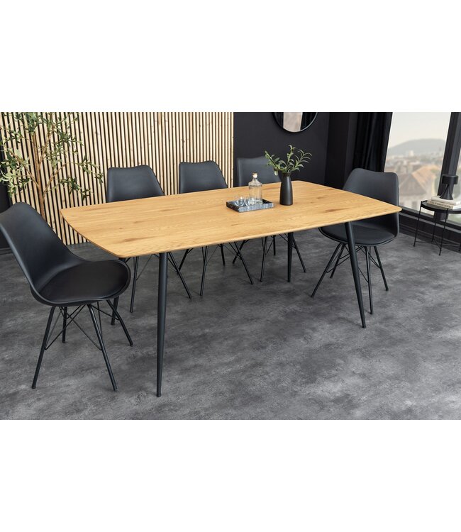 Invicta Interior Eettafel APARTMENT 120 cm, natuurlijke eikenhoutlook met zwart metalen frame - 47063