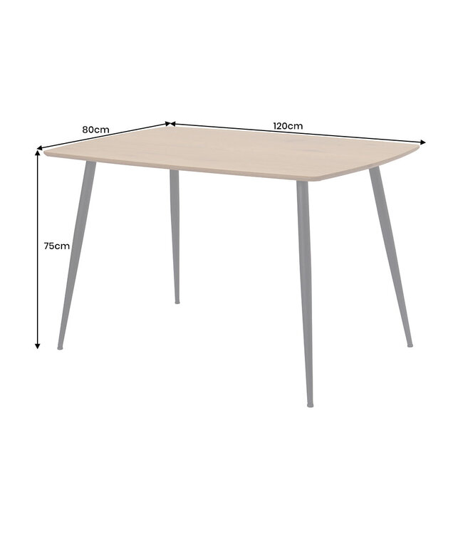 Invicta Interior Eettafel APARTMENT 120 cm, natuurlijke eikenhoutlook met zwart metalen frame - 47063