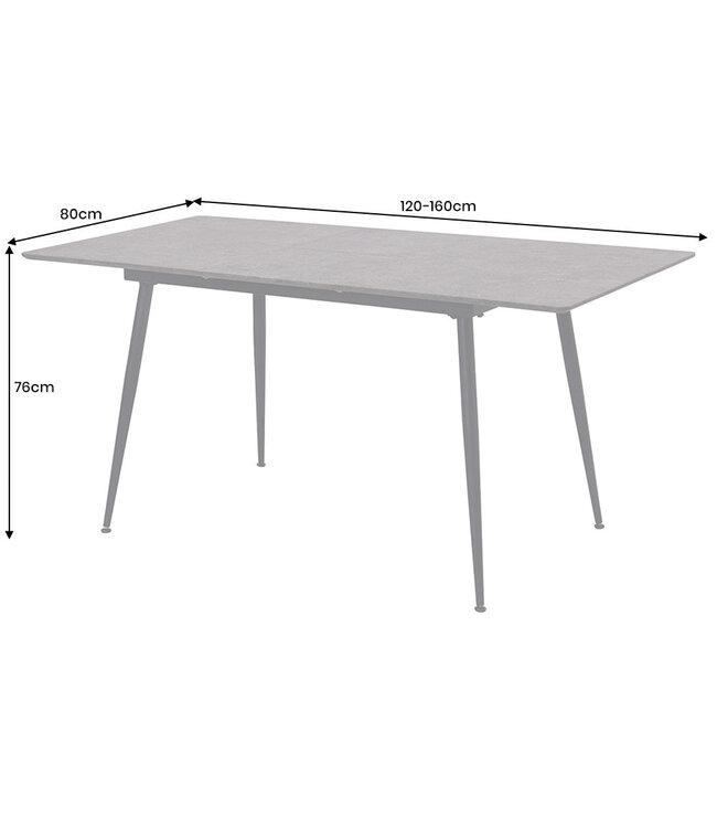 Invicta Interior Eettafel APARTMENT 120-160 cm uitschuifbaar grijze steenlook - 47070