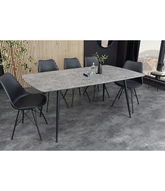 Invicta Interior Eettafel APARTMENT 140 cm, grijze steenlook met zwart metalen frame - 47066