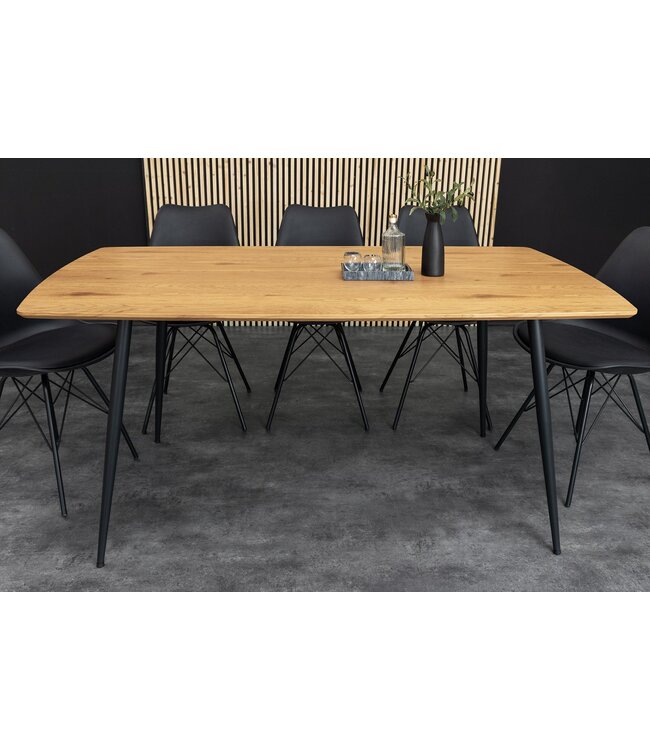 Invicta Interior Eettafel APARTMENT 140 cm, natuurlijke eikenhoutlook met zwart metalen frame - 47065